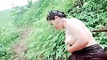 girl bathing outdoor