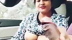 Big boob in car