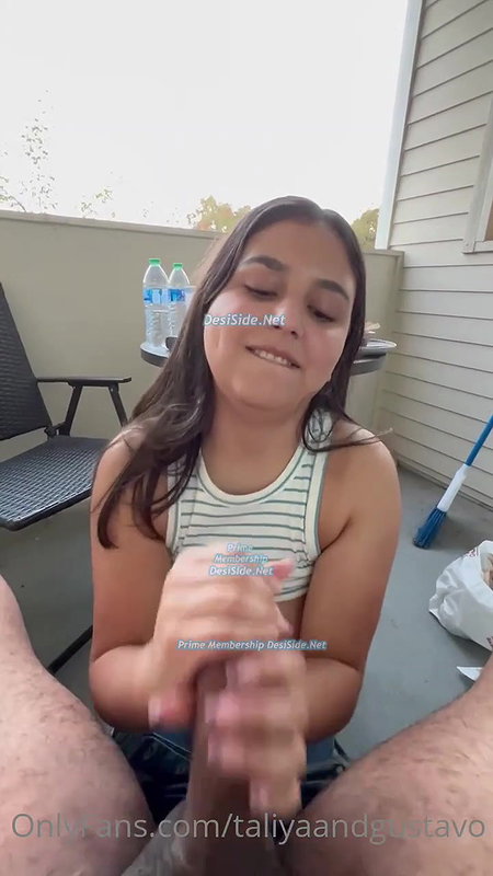 Taliya and Gustavo  Balcony Blowjob and Boobjob