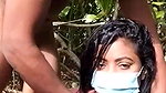 Girl giving blowjob in outdoor