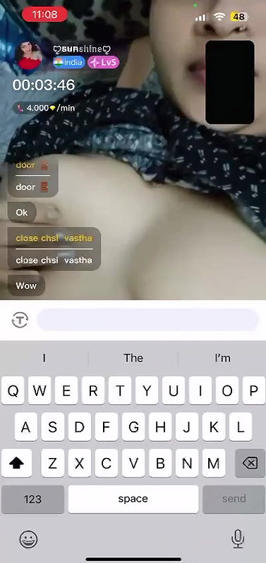 sunshine South Indian Bhabi Showing Boobs  Pussy on Chamet Live  with FACE