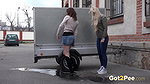 Best friends piss at the same time in public