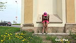 Blonde babe relieves herself in public piss video