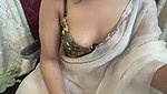 Chubby woman removing saree