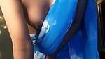 Desi Wife in Saree without blouse shows boobs