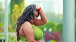 Megha Das Ghosh Flaunting Sexy Armpits & Navel in Green Bra & Shorts
