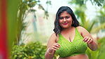 Megha Das Ghosh Flaunting Sexy Armpits & Navel in Green Bra & Shorts