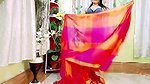 S Das Seducing while Draping Saree