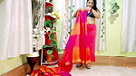 S Das Seducing while Draping Saree