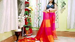 S Das Seducing while Draping Saree