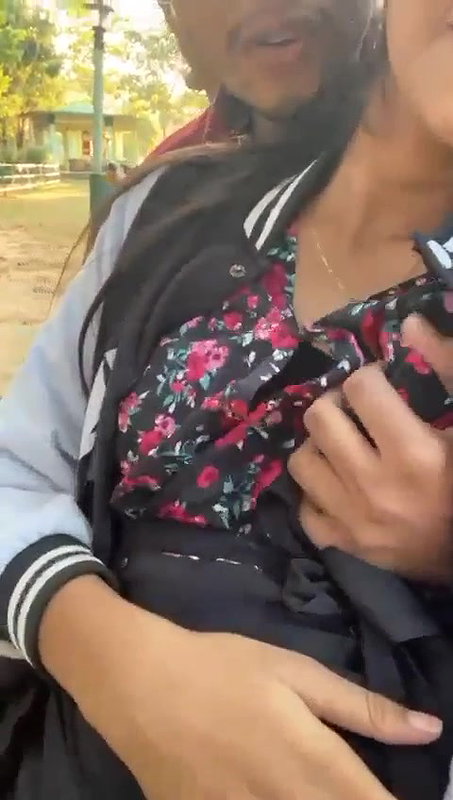 Lover playing in park