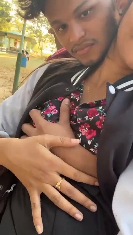 Lover playing in park
