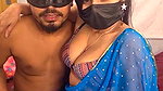 Blue Saree Bhabhi giving Blowjob to BF