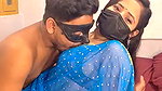 Blue Saree Bhabhi giving Blowjob to BF