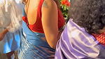 Abhaya Hiranmai Huge Breast in red blouse adn blue saree