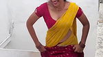 Homely beautiful girl awesome hip navel seducing in saree