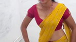 Homely beautiful girl awesome hip navel seducing in saree