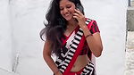 Homely beautiful girl awesome hip navel seducing in saree
