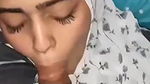 Hijabi girl sucking and cum on her face