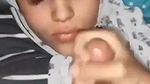 Hijabi girl sucking and cum on her face