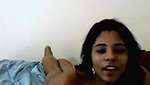 Dark skin genuine Indian beauty shows her breasts on webcam