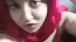 hijab girl opens bra and round boobs show on cam