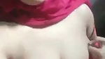 hijab girl opens bra and round boobs show on cam