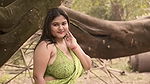 Megha Das Ghosh Flaunting Armpits, Deep Cleavage & Navel in Green Saree Outdoor Photoshoot