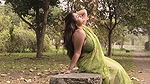 Megha Das Ghosh Flaunting Armpits, Deep Cleavage & Navel in Green Saree Outdoor Photoshoot