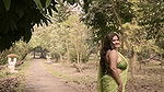 Megha Das Ghosh Flaunting Armpits, Deep Cleavage & Navel in Green Saree Outdoor Photoshoot