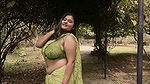 Megha Das Ghosh Flaunting Armpits, Deep Cleavage & Navel in Green Saree Outdoor Photoshoot