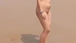 Naughty rich Indian milf walking nude on beach