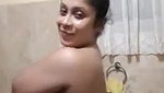 Amateur solo nude video of hot chubby girlfriend showing her big natural titties and drilling her wet pussy