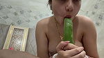 Punjabi horny wife masturbating with cucumber