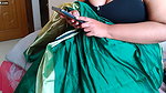 Telugu aunty in green saree with Huge Boobs on bed and fucks neighbor while watching porn on mobile – Huge cumshot