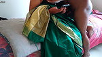 Telugu aunty in green saree with Huge Boobs on bed and fucks neighbor while watching porn on mobile – Huge cumshot