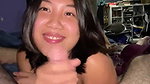 Sweet Asian teen slowly sucking his lovers dick shes enjoying playing with dick