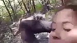 couple having sex in forest