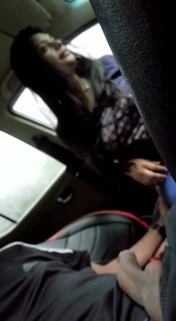 top less girl blowing bf in car