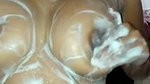 boob pressing with soap during bath