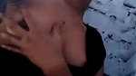 girl pressing own boob