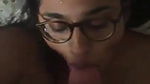 Hot girlfriend sucking and drinking cum shots