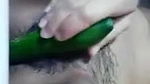 Sexy GF masturbating pussy with a cucumber