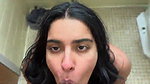 cute girl blowjob in bathroom