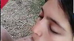 cute girl blowjob and fucking in outdoor jungle