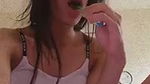 Horny beautiful girlfriend masturbating with toothbrush P1