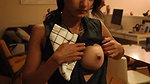 hot girl oiling own boob