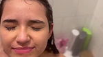 cute girl bath her lover piss on her face