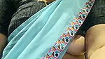 Blue saree aunty video call