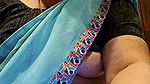 Blue saree aunty video call